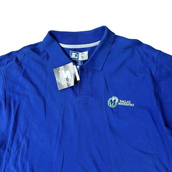 Vintage Dallas Mavericks Starter Men's XL Blue Polo Shirt Embroidered Logo - Picture 3 of 8